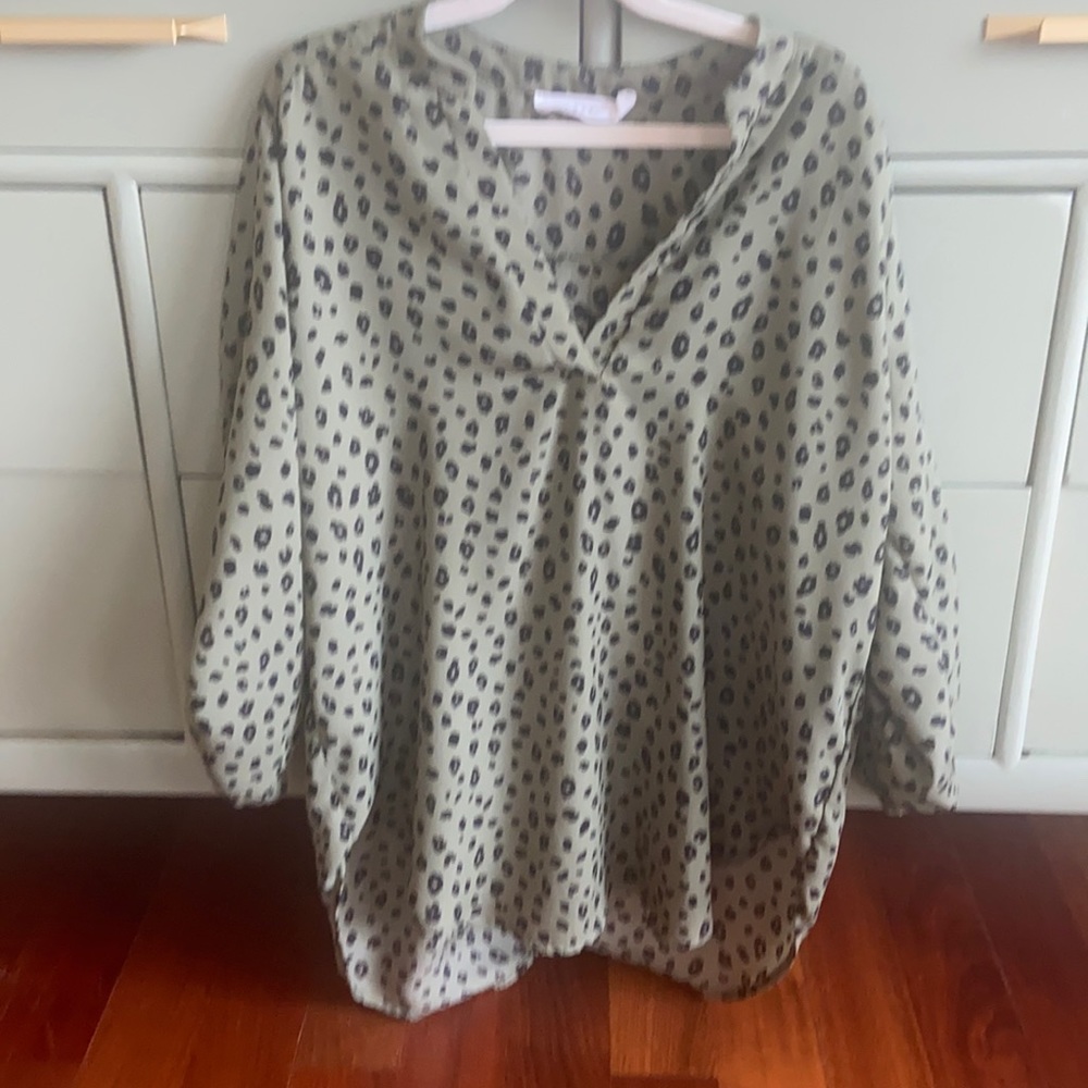 Lush cheetah green and black blouse